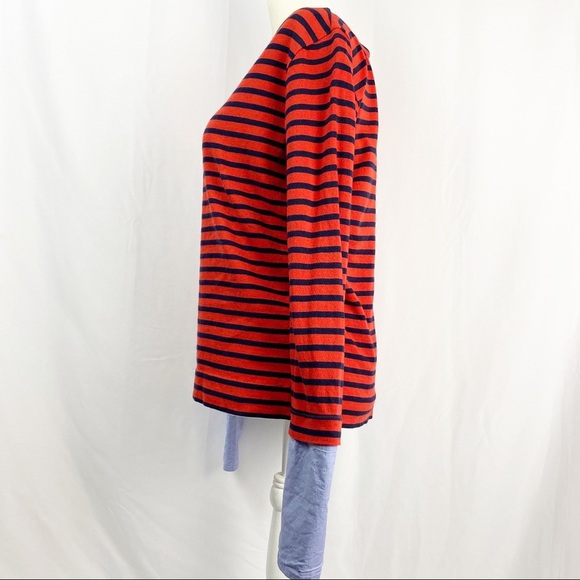 J.Crew Women’s Cuffed Boat Neck Top Striped Shirt - Picture 2 of 7